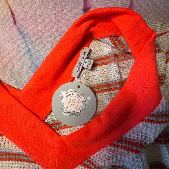 White Birch Women's Striped Long Sleeve Top with Hot Pink Accents - Picture 3 of 5